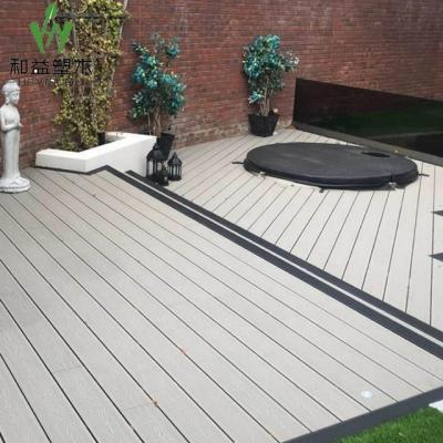 China Contemporary Anti-UV plastic composite wpc exterior decking cheap price wood flooring for sale