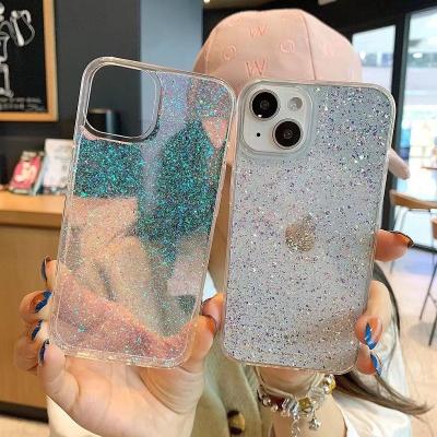 China Wholesale Shockproof Geometric Girl Bling Phone Case Glitter For iPhone 12 Glitter Clear For iPhone 13 Crystal Glitter Cases Cute for sale