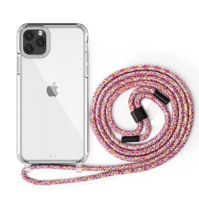 China Anti-fall For iPhone Lanyard Crossbody Case Necklace Rope Clear For New iPhone 12 Hybrid Phone Cases With Strap for sale