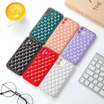 China Anti-fall grid pattern for fancy Diamond Luxury Cellphone Cases Covers iPhone 12 cases, for iPhone 12 pro Max Case Lattice Plating for sale