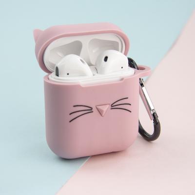 China Simple Cute Kawaii Cute Case For Airpods 1 2 Case Silicon Cover With Hook Lucky Cat For Airpod Case Cat for sale