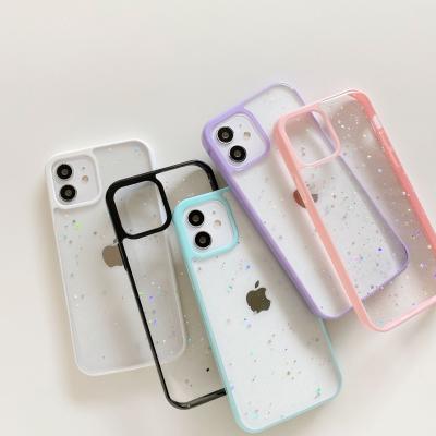 China Anti-fall For iPhone 11 12 13 Cell Phone Covers For Girls Bling Glitter Star Phone Case For Clear iPhone Case With Color View for sale