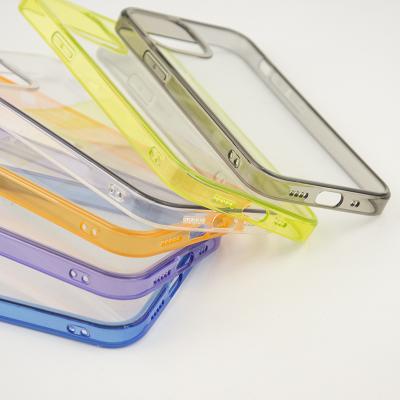 China Anti-drop for iPhone 11 pro Max Resin Acrylic Phone Cases for iPhone 12 Clear Color Case Borde de Colores for sale