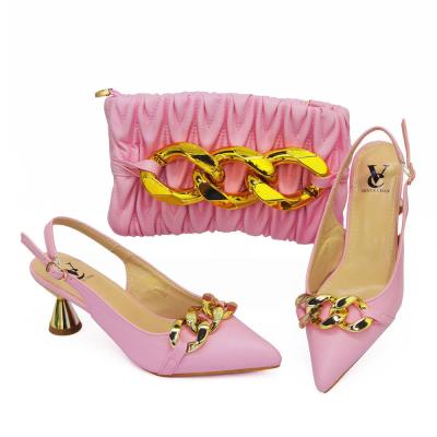 China Beautiful Usb Women's New Design Shoes Matching Bag Set High Quality Italian Shoes And Bag For Bridal Wedding for sale