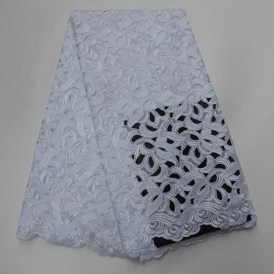 China Viable White Color Cotton Lace Fabric With Stone Embroidery African Swiss Voile Lace Fabric Dry Lace Fabric for sale