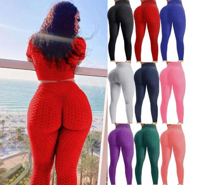 China Ladies Breathable Colorful Fitness Jacquard Tight Bubble Pants High Waist Booty Yoga Pants Gaiters Crack! crack! for sale