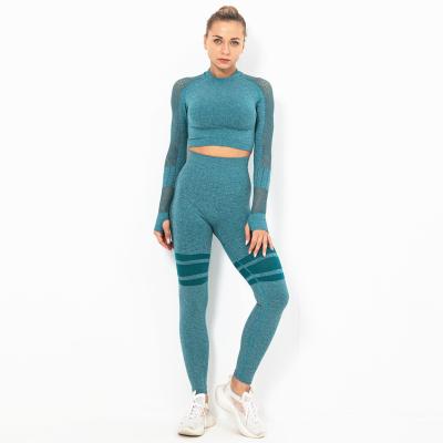 China Custom Logo 2021 New 3 Color Plain Summer Ladies Tracksuits Breathable Quick Dry Two Piece Yoga Set Listing Set for sale