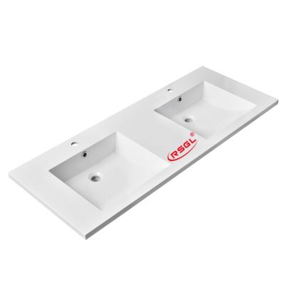 China Durable Double Sinks Anity Bathroom Semi Counter Basin Wide Side Kitchen Sinks for sale