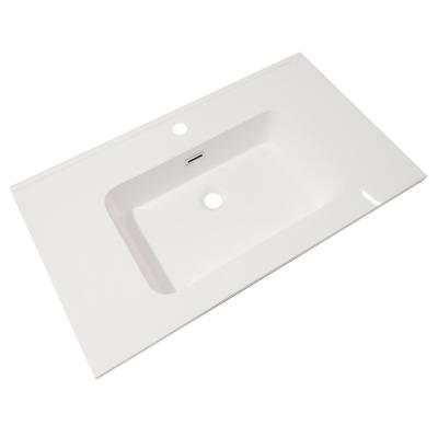 China Durable Wash Basin Standard Size Lengthen Edge Wash Basin Semi-counter Slim Wash Basin for sale