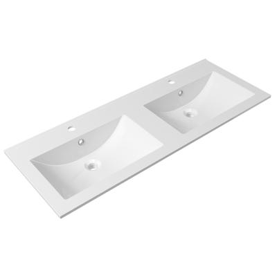 China Easy Clean Toilet Sink Cabinet Vanity Top Resin Double Sink Polymarble Bathroom for sale