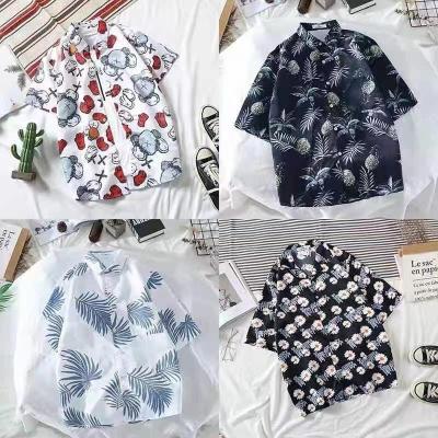 China 2021 QUICK DRY Pure Cotton Hawaii Printed Short Sleeve Shirt For Men's European Size Beach Trade for sale