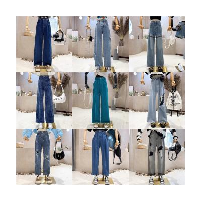 China 2021 summer style hot women's denim pants loose large size ripped waist pants QUICK DRY high tops sell foreign trade wholesale supply for sale