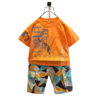 China 2021 New Home Service Boy Summer Korean Casual Suit Children's Short Sleeve Low-Sleeved Pajamas Wholesale for sale