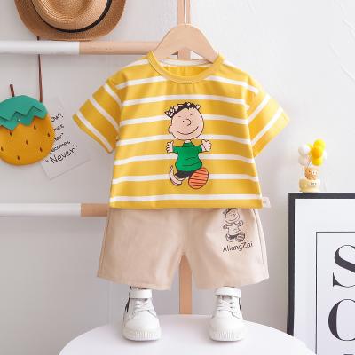 China 2021 new pure Korean cotton boy summer children's suit casual children's short-sleeved T-shirt female shorts children's cloth for sale