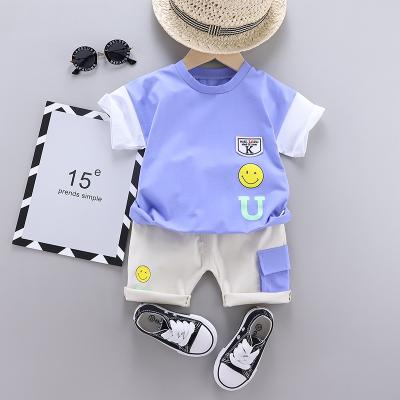 China High-grade Pure Cotton Children's Casual Cute Cartoon Children's Suit Breathable Casual Short-sleeved Pant Suit for sale