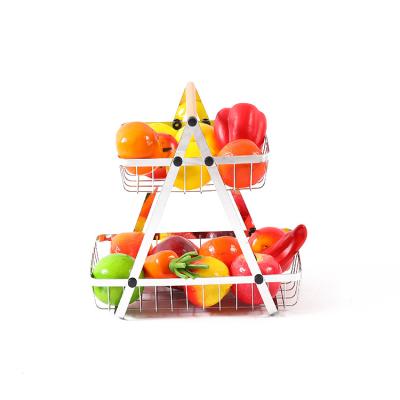 China Amazon Wholesale 2 Tier Countertop Organizer Vegetable Bowl Holder Rack Kitchen Storage Nordic Fruit Basket for sale