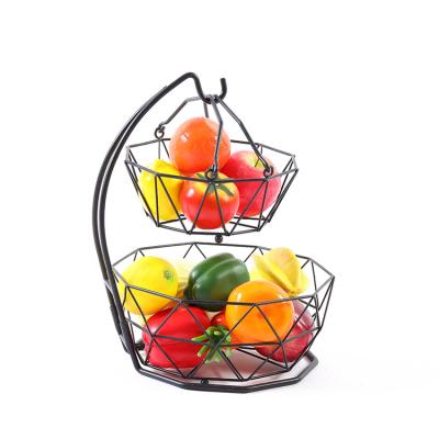 China Stocked Fruit Basket Two Tier Fruit Basket Rack For Storing And Organizing Vegetables, Eggs And More Fruit Basket For Counter Or Hanging for sale