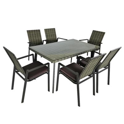 China Leisure Marble Restaurant Hotel Villa Outdoor Wicker Garden Yard Chair Table Dining Sets for sale