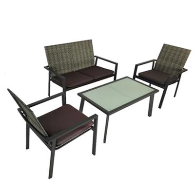 China (Size) 2022 Wicker Adjustable Outdoor Dining Tables And Rattan Conversation Furniture Set With 4 Chairs for sale