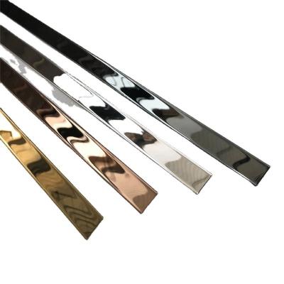 China Foshan Modern Decorative SS Tile Metal Strip Mirror Gold Finished Type Stainless Steel T Shape Channel for sale