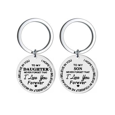 China Welcome Customize Creative Gifts For Kids Children Personalized Stainless Steel Key Chain To My Son To My Daughter Key Chain for sale