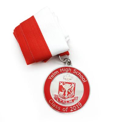 China Global Shiny Enamel Color 2D Medallion Hard Nickel Plating Custom High School Medal for sale