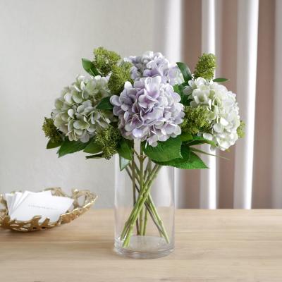 China Artificial Hydrangea Flower For Home Wedding Decoration Fake Real Bouquet Red White Silk Single Stem 3D Touch Printing Artificial Hydrangea Flower For Home Wedding Decoration for sale