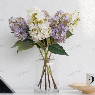 China Mini Silk Latex Stems Wedding Bouquets Decoration Hydrangeas Flower Artificial Silk White Arrangements Mini Latex Stems Wedding Bouquets Vase Decoration Hydrangeas Flower for sale