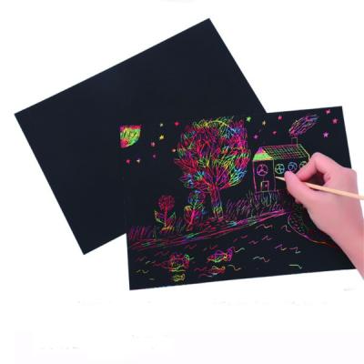 China Biodegradable Rainbow Scratch Art Paper Magic Scratch Art Paper Notes Scratch Art Paper Book for Kids with Wooden Stylus for sale