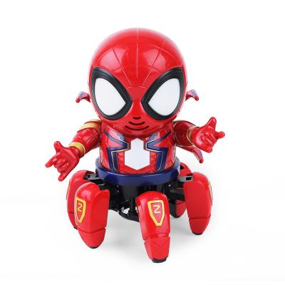 China Toy Creative Cool Children Dancing Battery Operated Toys Spider Lightening Walk Dancing Hero Robot Hexapod Toy for sale