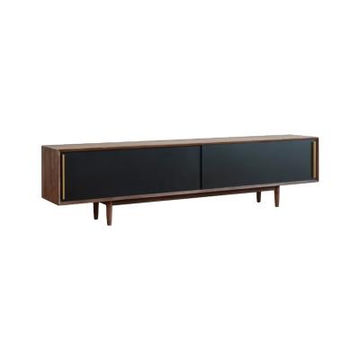 China Modern Nordic Luxury Solid Wood TV Cabinet Black Walnut Light Audiovisual Cabinet for sale