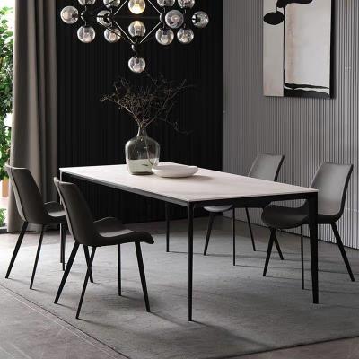 China Design 6 Family Banquet Hotel Chairs Dining Table Carbon Steel Adjustable Low Height Marble Stone Dinner Desk for sale