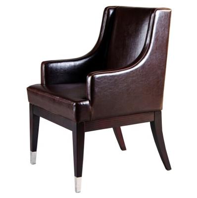 China Modern High Quality Solid Wood Genuine Leather Dining Chair Customized Restaurant Furniture Frame Solid Wood for sale