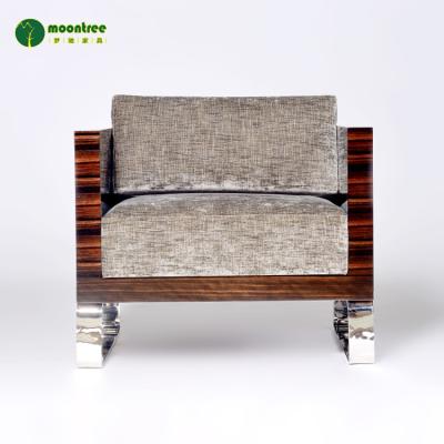 China Moontree MEC-1169 Fabric Stainless Steel Leisure Traditional Wooden Low Chair for sale