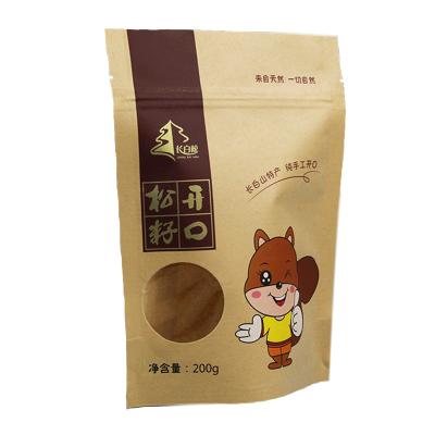 China Three Squirrel Disposable Eco Cheap Reuse To Take Away Food Packaging Brown Paper Bag for sale