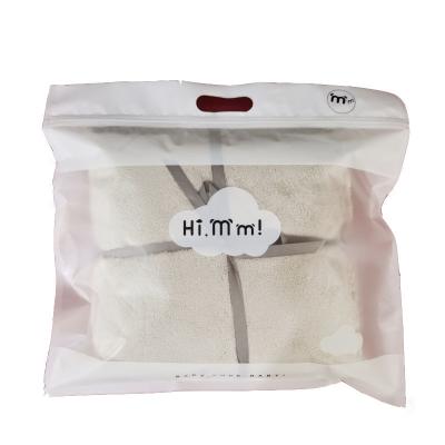 China Recyclable Custom Printed White Plastic Hook Seal Zip Lock Bags Clear Front Frosted Clothes Pouch for sale