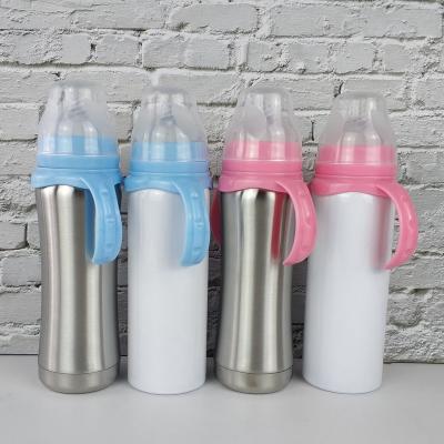 China PORTABLE Sublimation Cup Stainless Steel 8oz Empty Baby Bottle Sippy Feeding Baby Vcacuum Hot Water Bottle With Handle For Kids for sale