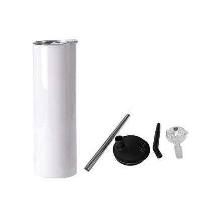 China Sublimation Viable White Hookah 15oz 20oz Tumbler Stainless Steel Tumbler Lean Straight Cup With Smoking Lid for sale