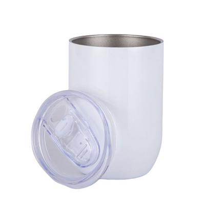 China Sublimation 12oz Wine Tumbler Stainless Steel Wine Cup Viable Lean Straight Blanks Sublimation Blanks 12oz Straight Tumbler for sale