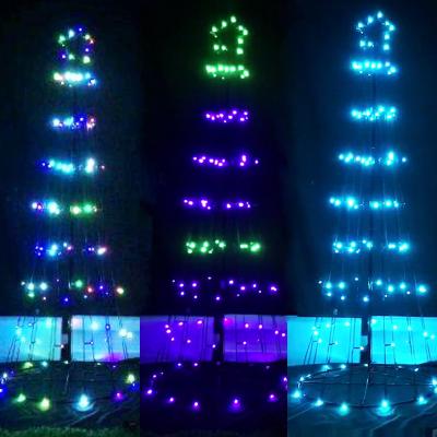 China 5ft 6ft Smart Remote Control Christmas Tree Light Eco-friendly Christmas Flagpole Light RGB DMX App Control for sale