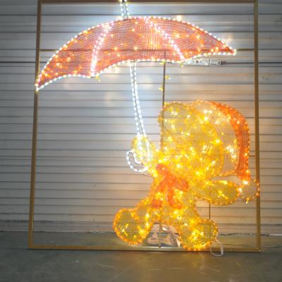 China Strong Outdoor Use 2D Decoration Net PVC Bear Sculpture Pattern Light PVC Pattern LED Light Christmas Decoration en venta