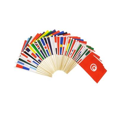 China Promotion Country Hand Flag Small Hand Flags Cheap Hand Held Polyester Waving Custom Printing With Poles for sale