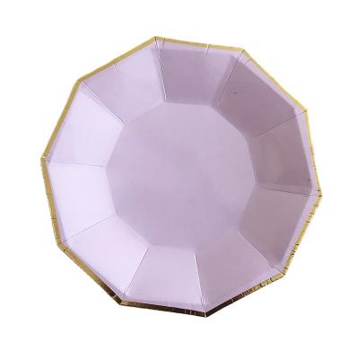 China Food Grade Paper Wholesale Price 9 Inch 7 Inch Paper Plate Cutlery Cups Octagonal Napkins Set Viable for sale