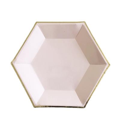 China Viable Food Grade Paper Wholesale Price 10 Inch 26 cm Hexagonal Paper Food Grade Paper Tray Set for sale