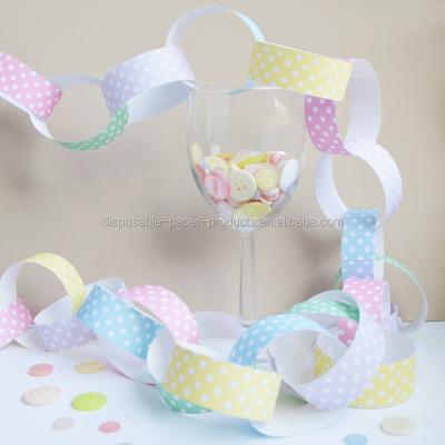 China Pastel Polka Dot Paper Chain Kit Decor Assorted Colors Yellow Polka Dot Paper Chain Baby Shower Birthday Party for sale