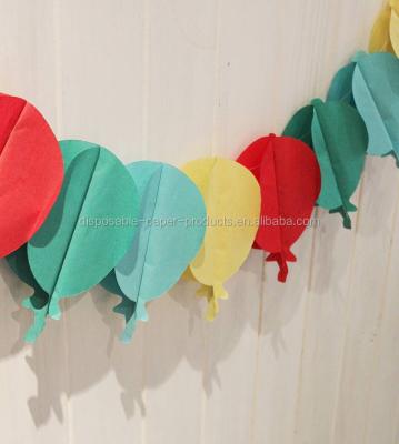 China balloon shaped paper GARLAND PAPER BANNER GARLAND PARTY DECORATION FABRIC balloon shaped HANGING garland for sale