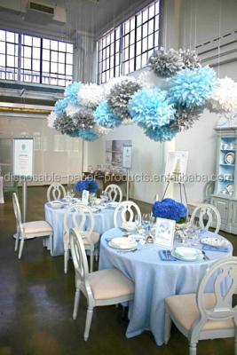 China NEW Tissue Paper Tissue Paper Pom Poms Decorations Wedding Tissue Paper Hanging Ball Dessert Tables Ideas Backdrop Baby Blue Silver White Shower for sale