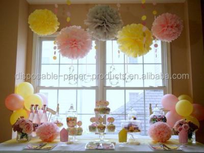 China Tissue Paper Hanging Lemonade DIY Party Decoration Pink Backdrop Ideas Pom Pom Flowers Balls Tissue Paper Mixed Ball Pack of 8 Colors Mixed Sizes for sale