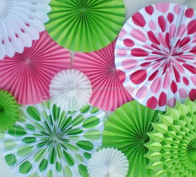 China NEW China hot pink, lime green, paper rosettes for backdrop, birthday decor, quinceanera, wedding, baby shower for sale