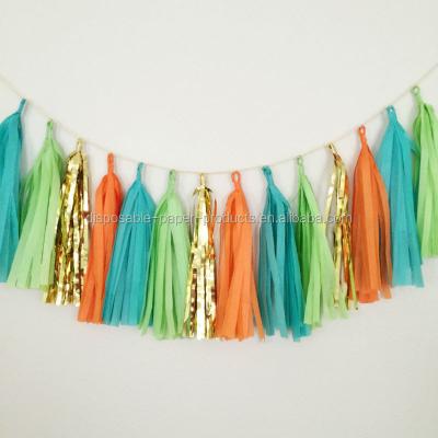 China China NEW Teal orange, green, gold tassel garland - oh Joy Inspired Decor, party decor, birthday party banner, nursery, baby shower and for sale